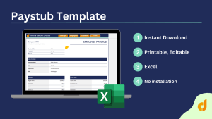 Paystub Template in Excel | Professional Pay Stub Generator | Employee Payroll Documentation