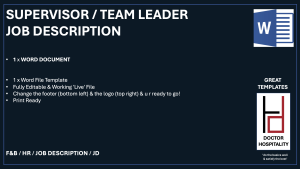 Job Description Food & Beverage Supervisor & Team Leader - Word Document.