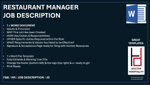Job Description Restaurant Manager - Word Document.
