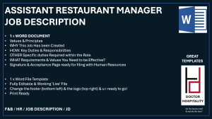 Job Description Assistant Restaurant Manager - Word Document.