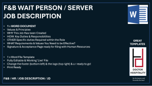 Job Description Food & Beverage Wait Person / Server - Word Document
