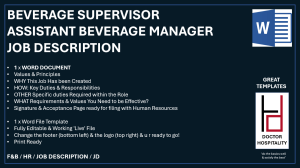 Job Description Beverage Supervisor - Word Document