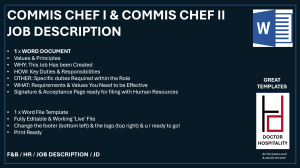 Job Description Commis Chef I and II - Word Document
