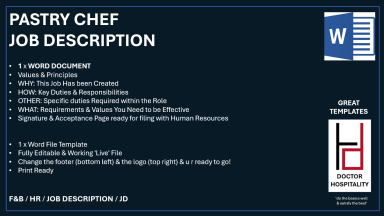 Job Description Pastry Chef - Word Document