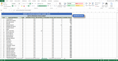 Automatic restaurant inventory solution Excel template