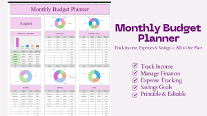 Monthly Budget Planner in Excel | Track Income, Expenses & Savings
