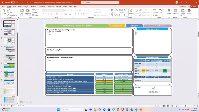 Prince2 & Agile Weekly / Monthly Project Status Report for Client ...
