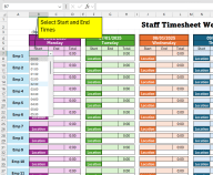 Excel Easy to use Staff Timesheet Weekly Hours calulation and Location ...