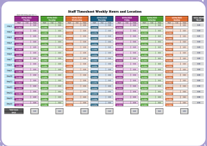 Excel Easy to use Staff Timesheet Weekly Hours calulation and Location assignment