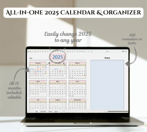 2025 Excel Planner & Calendar | Monthly + Daily Notes | Printable & Digital Download