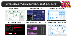 6 Premium Power BI Dashboards Bundle – Finance, HR, Sales, Netflix, Social Media, Workforce