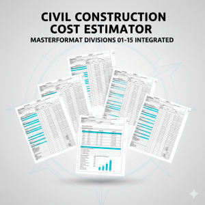 Comprehensive Construction Cost Estimate Template — Division 01–15 with Linked Summary Dashboard