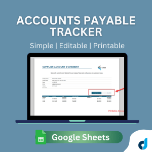 Accounts Payable Tracker - Google Sheets Template | Accounts Payable Ledger | Printable Accounts Statement