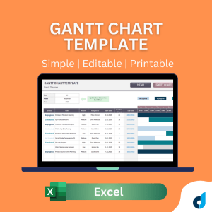 Gantt Chart Excel Template | Project Timeline | Simple Gantt Creator | Task Scheduler | Project Management Tool