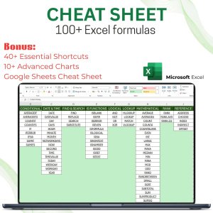 Excel Cheat Sheet: 100+ Formulas, Shortcuts, Advanced Charts + Google Sheets Cheat Sheet