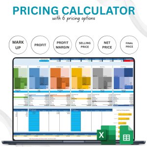 Pricing Calculator with 6 Pricing Options: Excel and Google Sheets (Dark Mode Available)