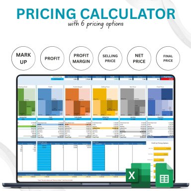Pricing Calculator with 6 Pricing Options: Excel and Google Sheets (Dark Mode Available)