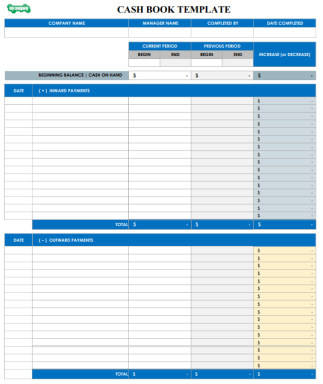 Professional Cash Book Template in Excel for Business Use