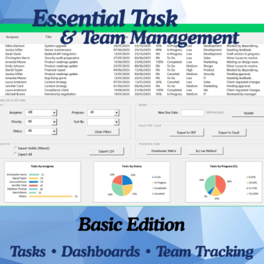 eTask – Excel Task Manager & Team Planner Template (Basic Edition) | Multilingual Productivity System