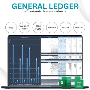 Accounting General Ledger with Automatic Financial Statements: Excel and Google Sheets