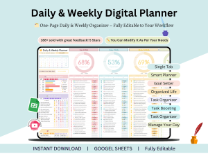 Daily and Weekly Digital Planner google sheets