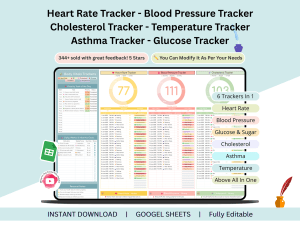 Track Heart Rate - Blood Pressure - Cholesterol - Glucose - Asthma - Temperature log