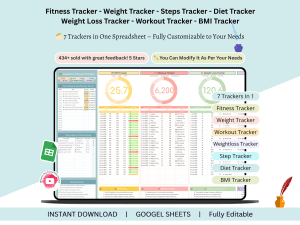 Track Weight Loss - fitness - workout - Steps - weight - diet - BMI spreadsheet