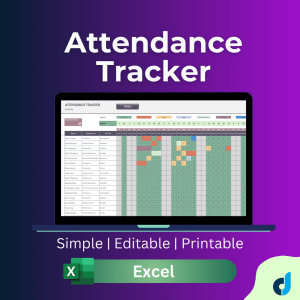 Attendance Tracker Excel Template | HR Attendance | School Attendance | Employee Attendance Timesheet