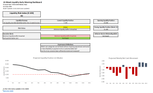 13 Week Liquidity Early Warning System (Risk Index, Alerts, Stress Scenario)