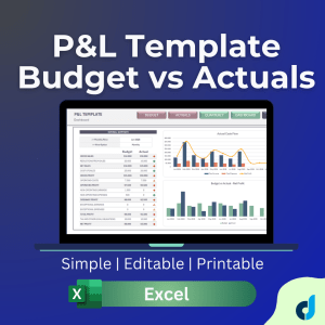 P&L Excel Template | 12-Month Profit & Loss Statement | Budget vs Actual | Financial Dashboard