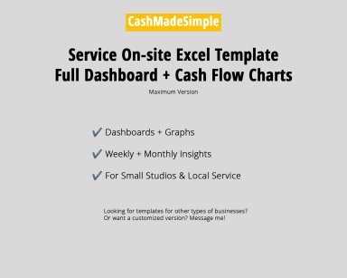 Service Excel Weekly + Monthly Cash Flow with Graphs