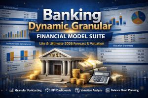 Banking Dynamic Granular Financial Model Suite – 10 Year Forecast, Valuation & Dashboard