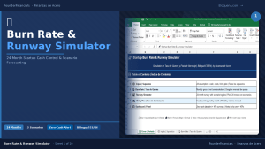 Startup Burn Rate & Runway Simulator — 24-Month Cash Control | 3 Scenarios | Bilingual ES/EN