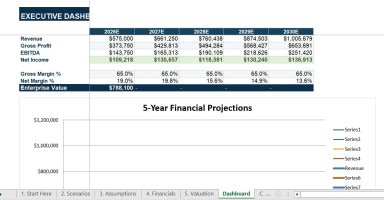 Elite Startup Financial Model V6 | 3-Statement Model + DCF Valuation + Scenario Analysis | Investor-Ready 5-Year Project