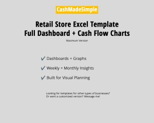 Retail Store Excel Weekly + Monthly Cash Flow with Graphs