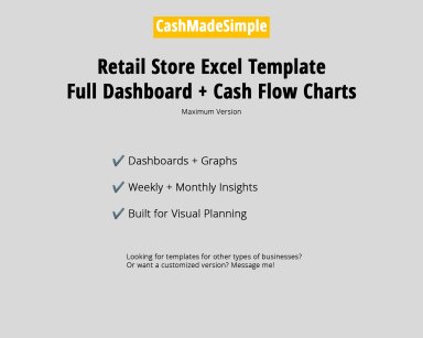 Retail Store Excel Weekly + Monthly Cash Flow with Graphs