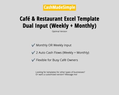 Restaurant Excel Weekly + Monthly Cash Flow