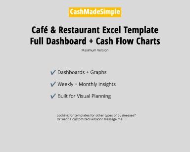 Restaurant Excel Weekly + Monthly Cash Flow with Graphs