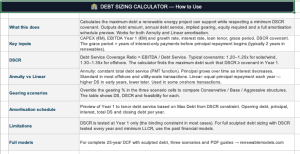 Debt Sizing Calculator — Renewable Energy Project Finance | Free Tool
