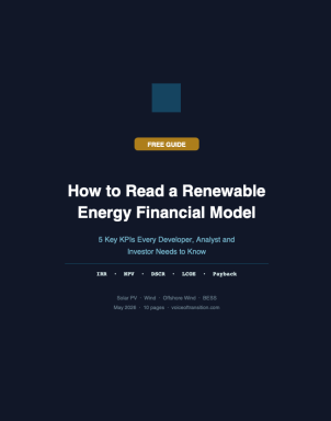 How to Read a Renewable Energy Financial Model — IRR, NPV, DSCR, LCOE, Payback (Free)