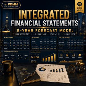 Integrated Financial Statements 5-Year Forecast Model with Three Statements, Schedules, DCF Valuation, KPI Dashboard