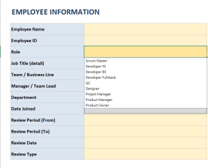 Performance Review Template for Tech Teams - Role-Based Weights for 9 Roles (Excel)