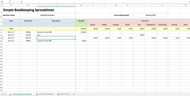 Simple Bookkeeping Excel Spreadsheet