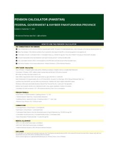 Pakistan's Federal Government & Khyber Pakhtunkhwa Province Pension Calculator