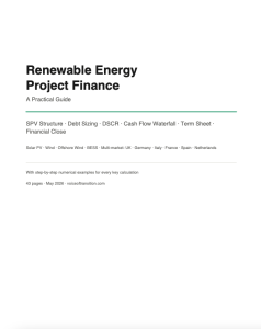 Renewable Energy Project Finance — A Practical Guide for Developers, Investors and Analysts