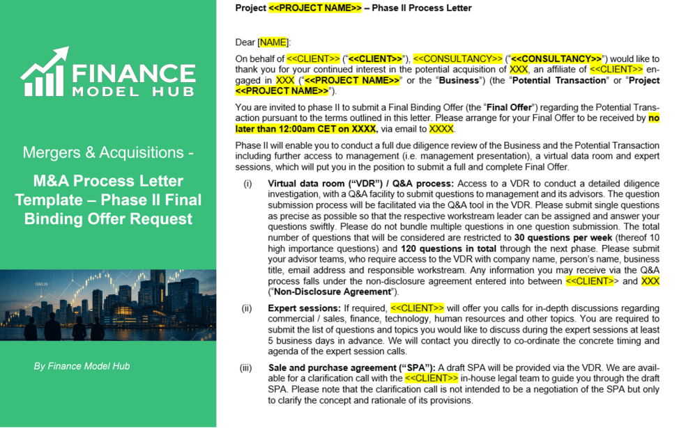 M&A Process Letter Template – Phase II Final Binding Offer Request ...