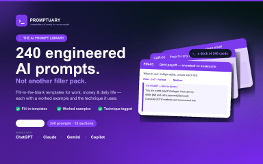 Promptuary — 240 Engineered AI Prompts for Work, Money & Daily Life