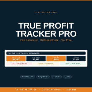 Etsy Profit Tracker | True Profit After Fees & COGS | Kill Keep Scale | Tax Prep | Excel Google Sheets