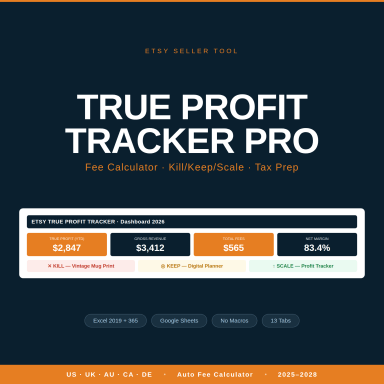 Etsy Profit Tracker | True Profit After Fees & COGS | Kill Keep Scale | Tax Prep | Excel Google Sheets