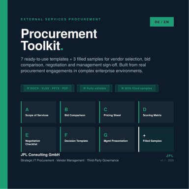 External Services Procurement Toolkit — 7 Ready-to-Use Templates + 3 Filled Samples (DE/EN)